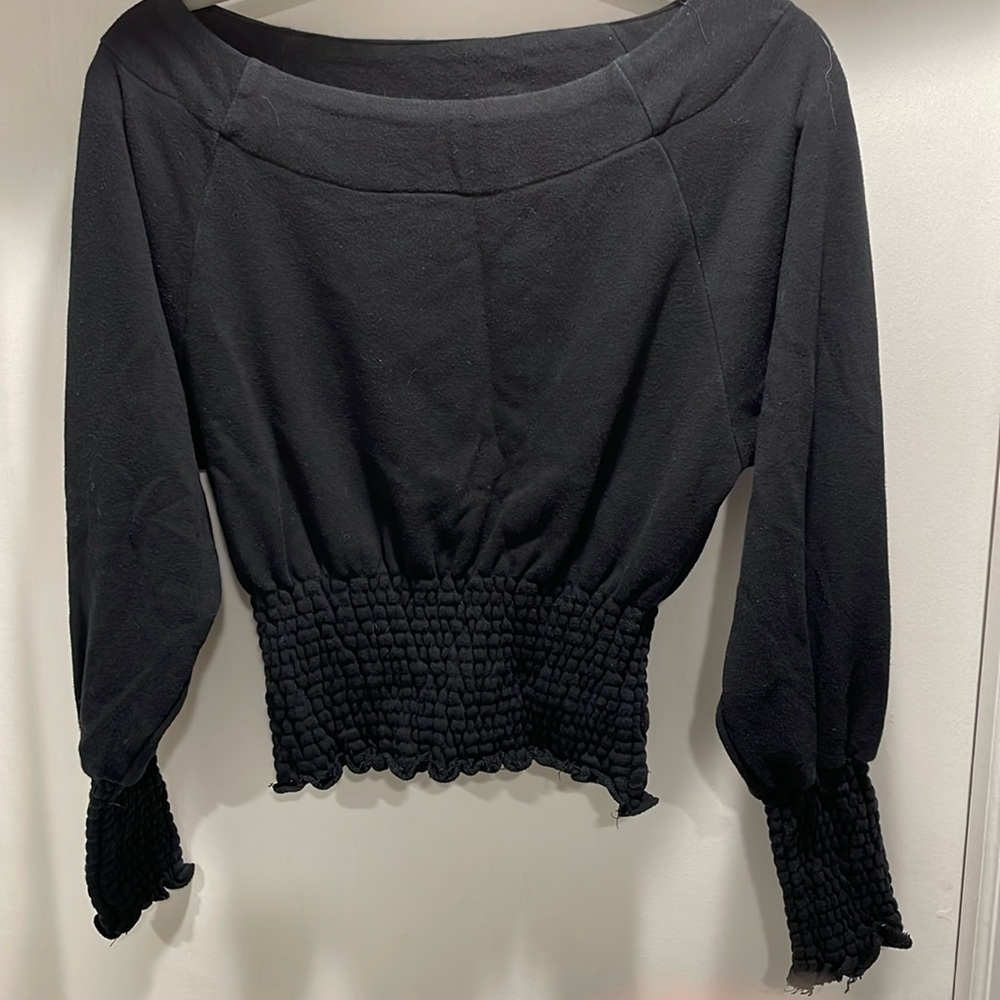 Urban Outfitters black sweatshirt top, size M, cropped deep black color top!